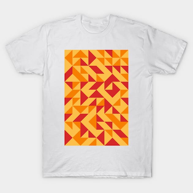 Fire Colored Geometric Pattern - Triangle #9 T-Shirt by Trendy-Now